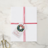 Chinoiserie Wreath Holiday Gift Labels, Kerstmis Cadeaulabel (Met Touw)