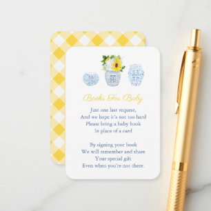 Chinoiserie Zonnebloemen Boeken voor Baby Gedicht  Informatiekaartje