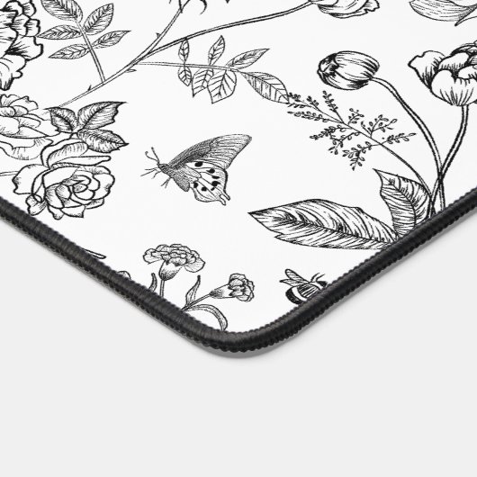  Chinoiserie zwart bloemenpatroon Bureaumat (Hoek)