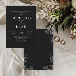 Chinoiserie Zwart Elegant Geen Ouders Bruiloft II Kaart