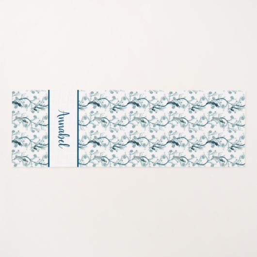 Chinoisievogels en blauw van foliumolie yogamat (Voorkant (horizontaal))