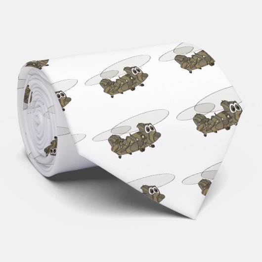 Chinook Camouflage Helikopter Cartoon Stropdas (Opgerold)