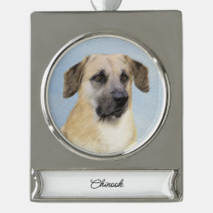 Chinook (Dropped Ears) schilderen - Oorspronkelijk Verzilverd Banner Ornament