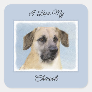 Chinook (Dropped Ears) schilderen - Oorspronkelijk Vierkante Sticker