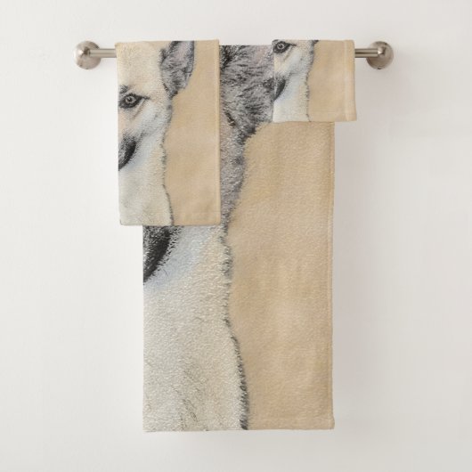 Chinook (gepunte oortjes) schilderen - oorspronkel bad handdoek (Insitu)