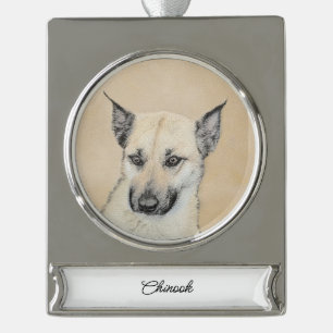 Chinook (gepunte oortjes) schilderen - oorspronkel verzilverd banner ornament