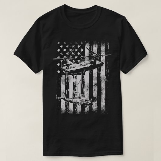  Chinook helikopter Amerikaanse vlag T-shirt (Design voorkant)