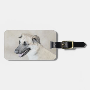 Chinook (Helikopter ars) schilderen - hond kunst Bagagelabel