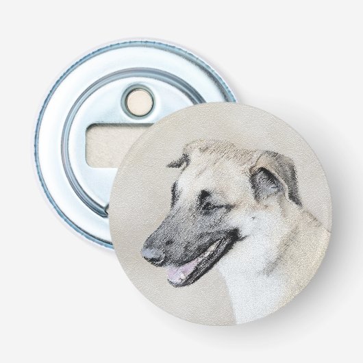 Chinook (Helikopter ars) schilderen - hond kunst Button Flesopener (Voorkant)