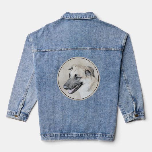 Chinook (Helikopter ars) schilderen - hond kunst Denim Jacket (Achterkant)