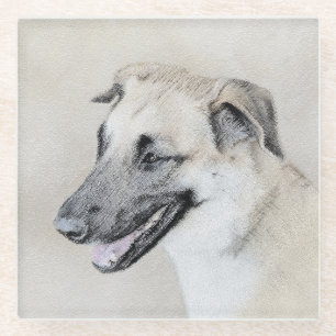 Chinook (Helikopter ars) schilderen - hond kunst Glazen Onderzetter