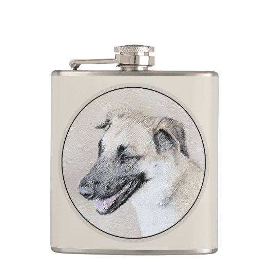 Chinook (Helikopter ars) schilderen - hond kunst Heupfles (Voorkant)