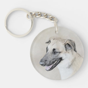 Chinook (Helikopter ars) schilderen - hond kunst Sleutelhanger