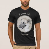 Chinook (Helikopter ars) schilderen - hond kunst T-shirt (Voorkant)