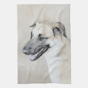 Chinook (Helikopter ars) schilderen - hond kunst Theedoek