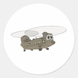 Chinook Helikopter Cartoon Ronde Sticker