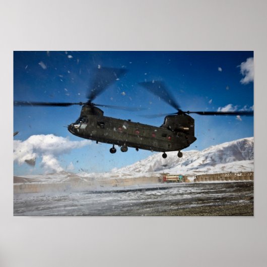 Chinook Helikopter op sneeuw Poster (Voorkant)