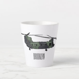Chinook leger helikopter cartoon illustratie latte mok