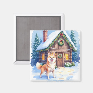 Chinook Rustic Blokhut Kerst Kunst Magneet