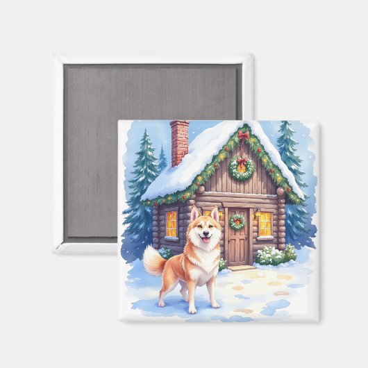 Chinook Rustic Blokhut Kerst Kunst Magneet (Voorkant / Achterkant)
