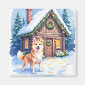 Chinook Rustic Blokhut Kerst Kunst Magneet (Voorkant)