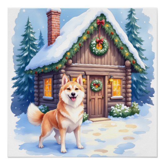 Chinook Rustic Blokhut Kerst Kunst Perfect Poster (Voorkant)