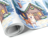 Chinook Rustic Log Cabin Christmas Art Cadeaupapier (Rol Hoek)