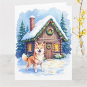 Chinook Rustic Log Cabin Christmas Art Kaart (Gele Bloem)