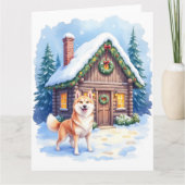 Chinook Rustic Log Cabin Christmas Art Kaart (Voorkant)