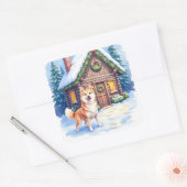 Chinook Rustic Log Cabin Christmas Art Vierkante Sticker (Envelop)