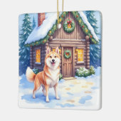 Chinook Rustieke Blokhut Kerst Kunst Keramisch Ornament (Links)