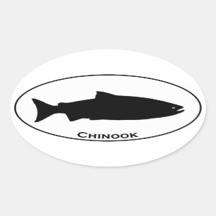 Chinook Salmon Oval Logo Ovale Sticker