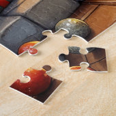 Chinook Sitting by Fireplace with Christmas Lights Legpuzzel (Zijkant)