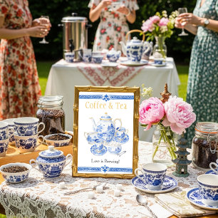 Chinosierie blauw Koffie & Thee Liefde is aan het  Kaart