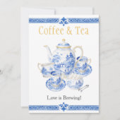 Chinosierie blue Coffee & Tea Love is Brewing Sign Kaart (Voorkant)