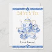 Chinosierie blue Coffee & Tea Love is Brewing Sign Kaart (Achterkant)