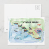 Chinque Terre Italy Vintage Travel Poster Map Briefkaart (Voorkant / Achterkant)