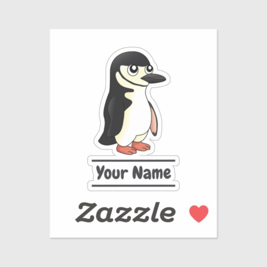Chinstrap Penguin cartoon met aangepaste tekst Sticker (Vel)