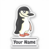 Chinstrap Penguin cartoon met aangepaste tekst Sticker (Voorkant)