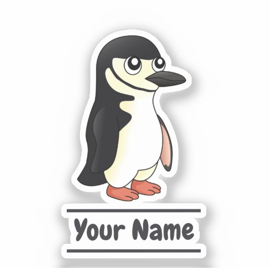 Chinstrap Penguin cartoon met aangepaste tekst Sticker (Voorkant)