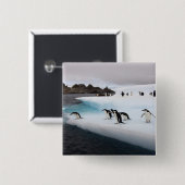 Chinstrap Penguins Vierkante Button 5,1 Cm (Voorkant /achterkant)