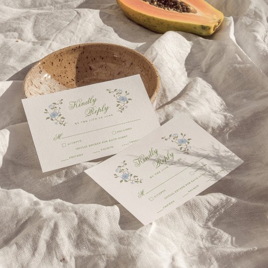 Chintz Bloem Sage Groen RSVP Kaart
