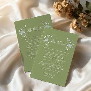 Chintz Bloemige Salie Groene Trouwdetails Kaart