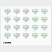 Chintz bloemmotief Mint Groen Paars Hart Sticker (Vel)