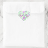 Chintz bloemmotief Mint Groen Paars Hart Sticker (Tas)