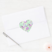Chintz bloemmotief Mint Groen Paars Hart Sticker (Envelop)
