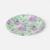  Chintz bloemmotief Mint Groen Paars Papieren Bordje (Gekanteld)
