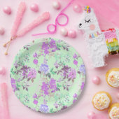  Chintz bloemmotief Mint Groen Paars Papieren Bordje (Feest)