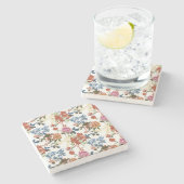  Chintz bloemmotief rood blauw roze bloem Stenen Onderzetter (Zijkant)