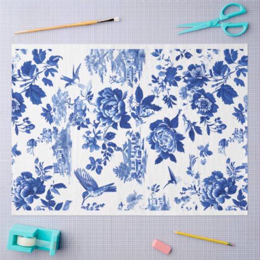 Chintz Chinoiserie Flow Blue Decoupage papier. Tissuepapier (Craft)